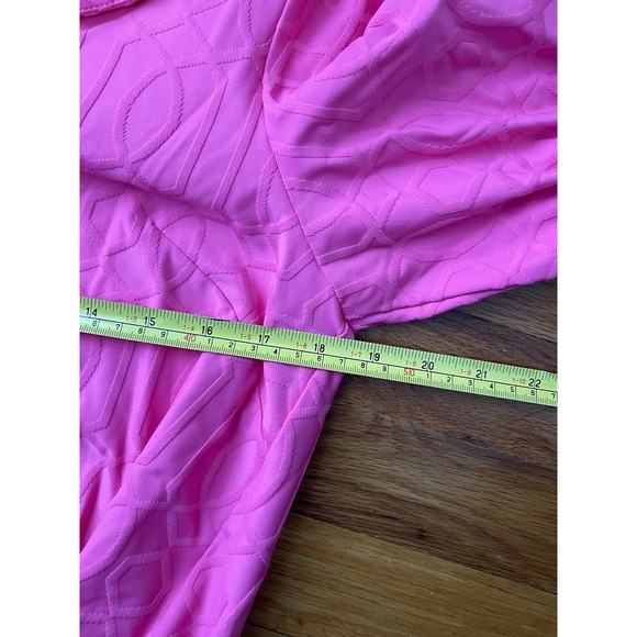 Jude Connally Tierney Shift Dress Small Pink Geometric Jacquard Ruffle Preppy - Picture 6 of 8